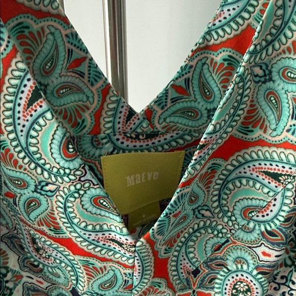 Maeve Backless Paisley Dress in Green and Red - Picture 2 of 9